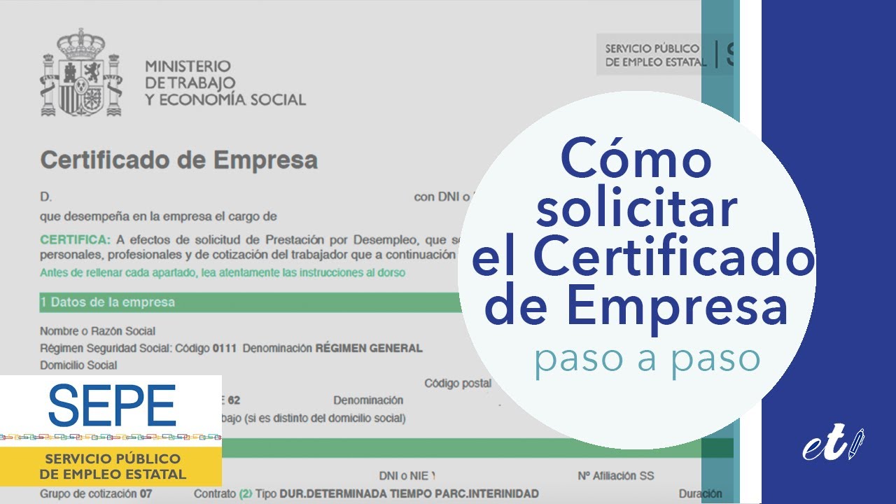 certificado de la empresa para el paro
