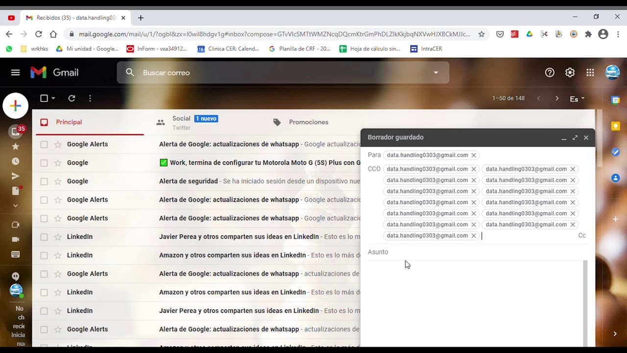 como enviar un mail a muchos destinatarios sin que se vean