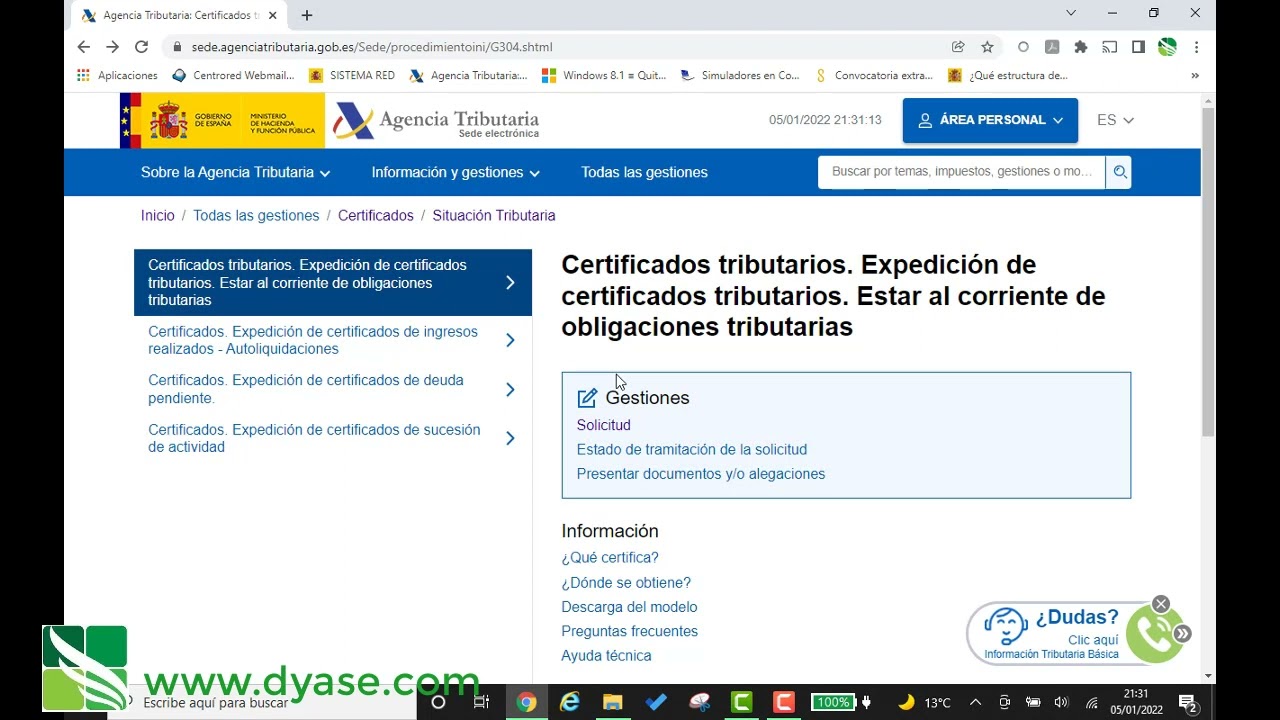 como solicitar certificado de estar al corriente con hacienda