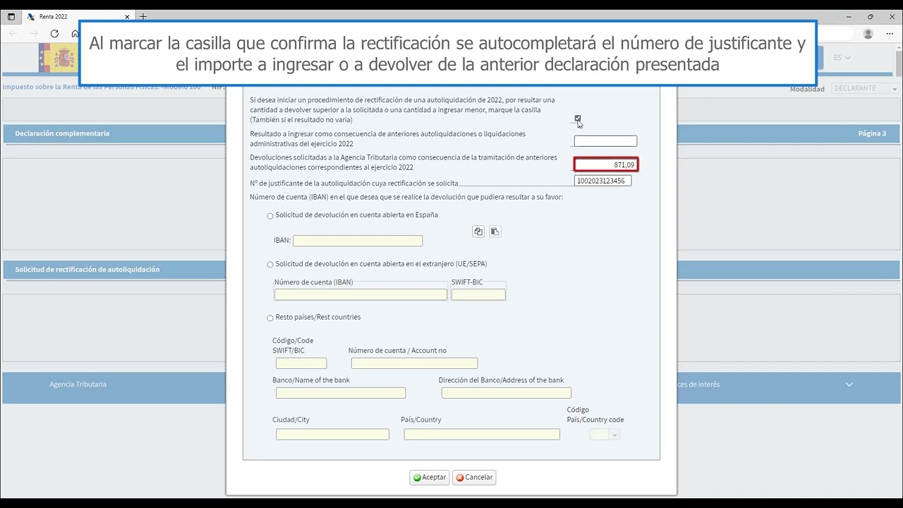 cuando me devuelve hacienda de una rectificación