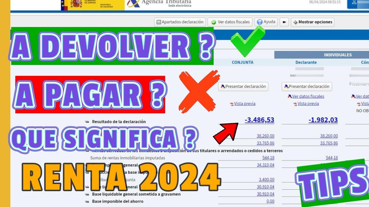 cuando te sale menos en la renta que significa