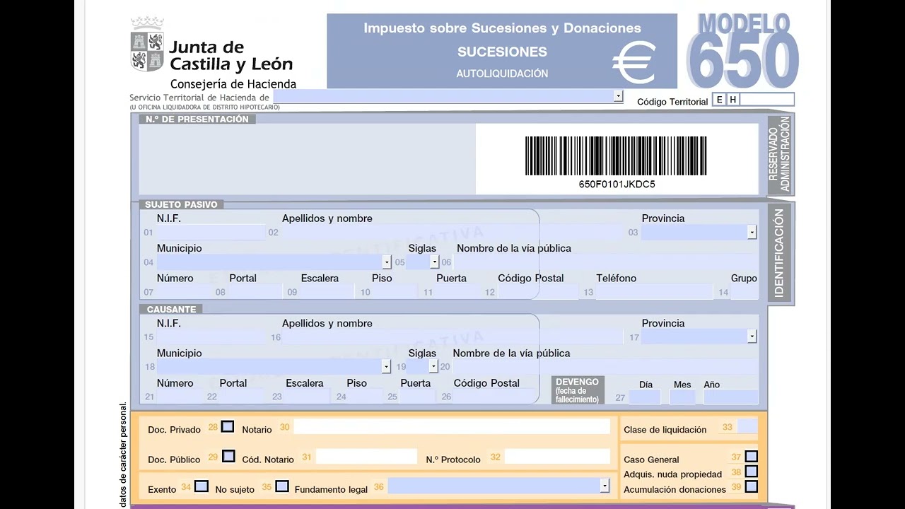 impuesto sobre sucesiones y donaciones modelo 650