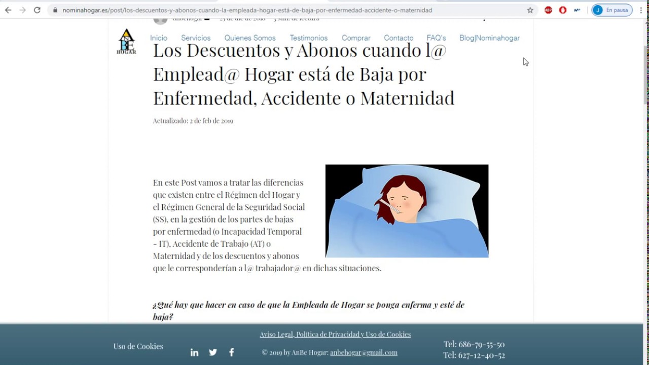 nomina empleada de hogar con baja medica