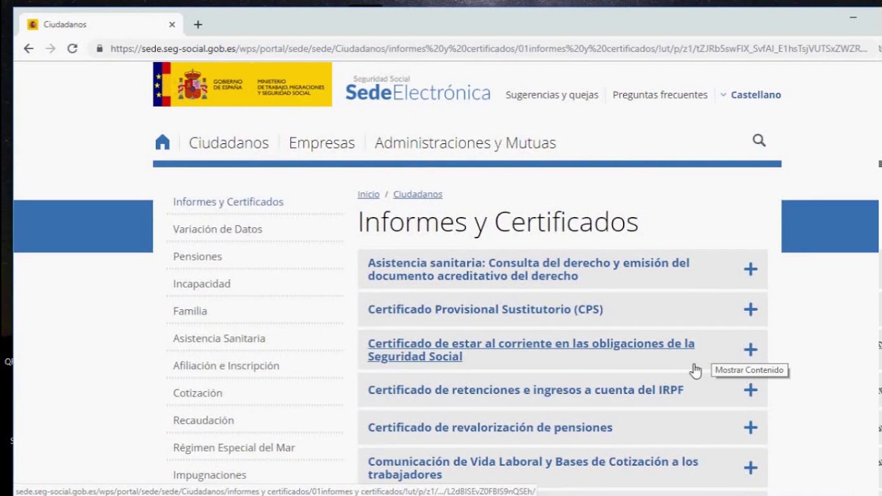 sede electronica seguridad social vida laboral con certificado digital