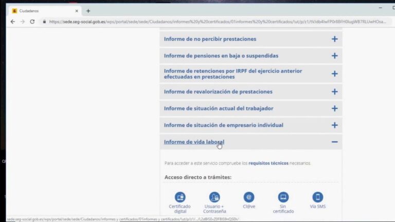 sede seg social gob es pedir vida laboral